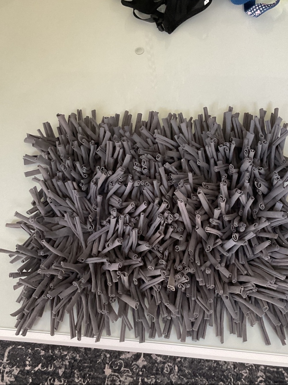 Gray Shaggy Microfiber dog busy mat